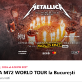 Vand 4 bilete la concertul Metallica, la Loje, cu catering si open bar incl